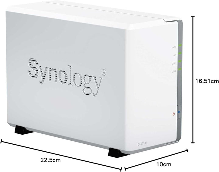 Synology DS223J 2 Bay Desktop NAS, weiss Gehäuse Standard Warranty, Gehäuse Standard Warranty