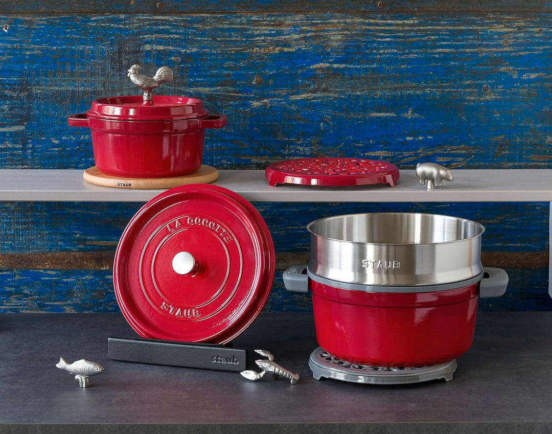 STAUB Gusseisen Bräter/Cocotte, Rund 30 cm, 8,35 L, Aromaregen Funktion, Für alle Herdarten geeignet