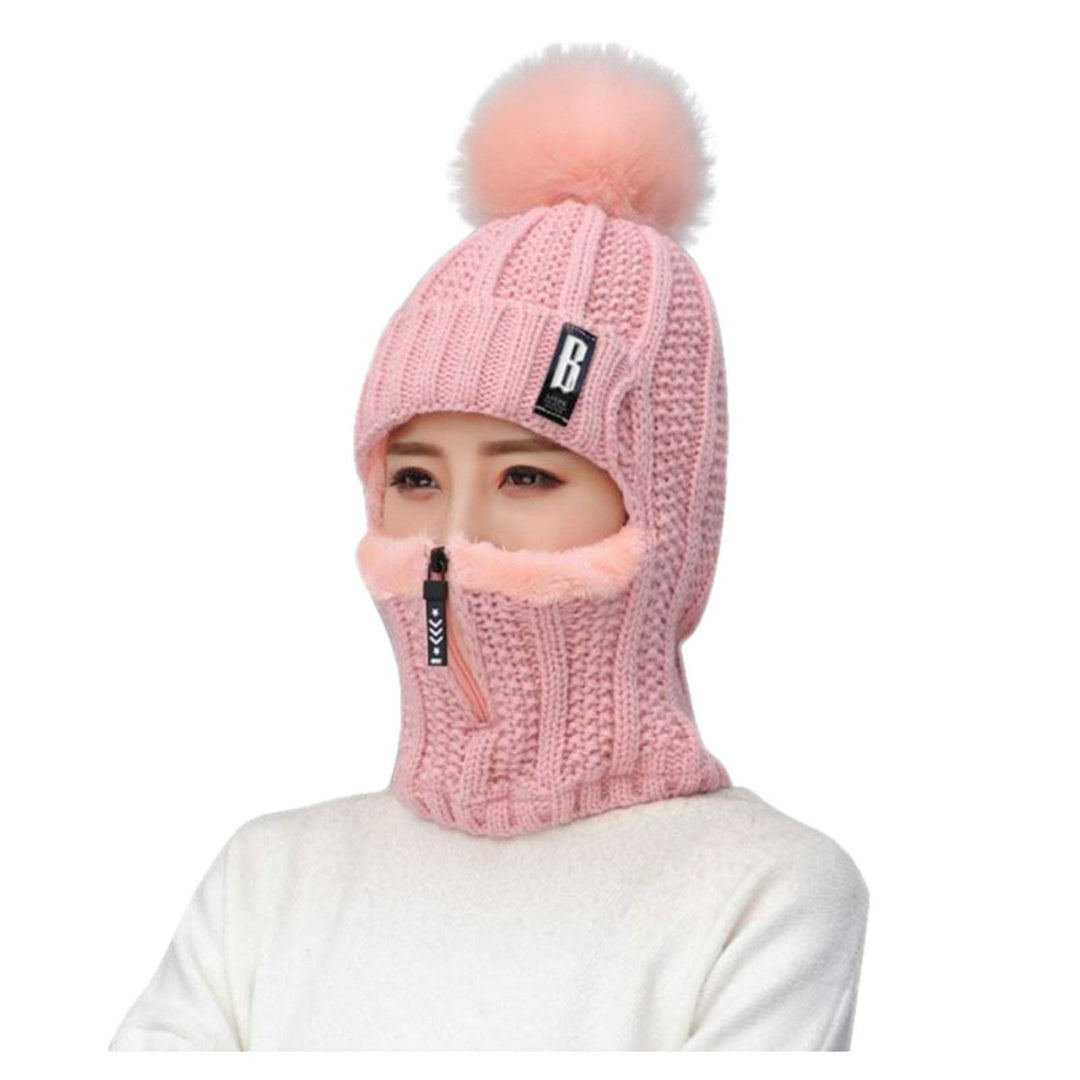 2 in 1 Winter Strickmütze Schal Mütze Set Wintermütze Beanie Damen Warme Loop Strickschal Cap mit Fl