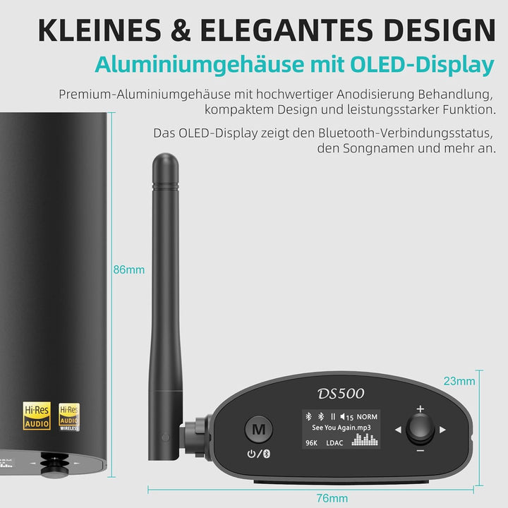 1Mii DS500 HiFi Bluetooth Receiver für Heimstereo mit LDAC, Bluetooth 5.1 Audio Adapter mit Audiophi