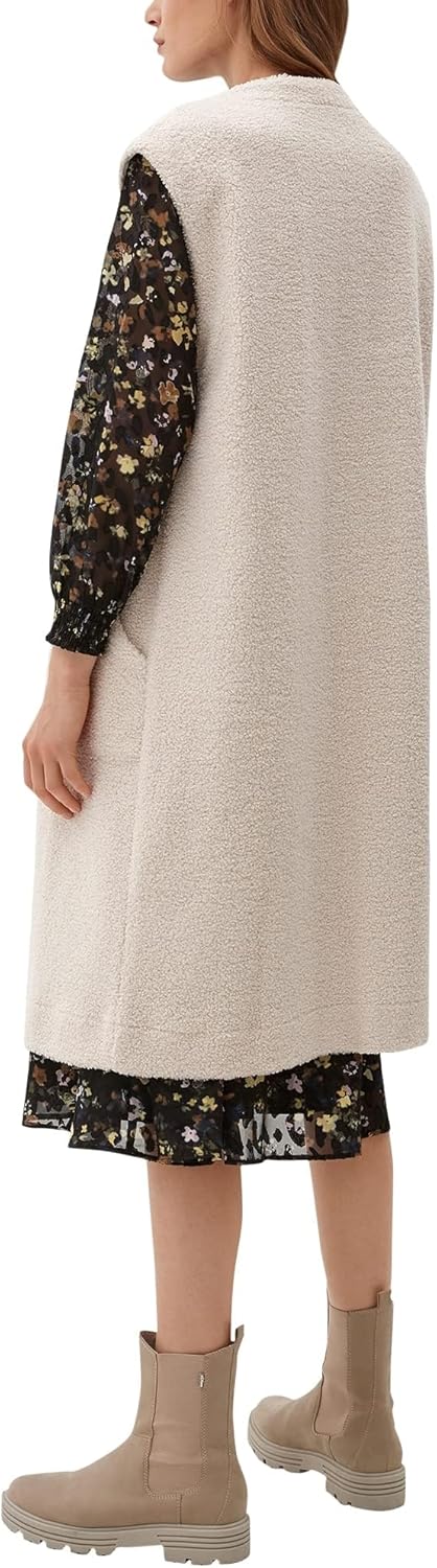 s.Oliver Damen Weste aus Teddyplüsch 44 Beige, 44 Beige