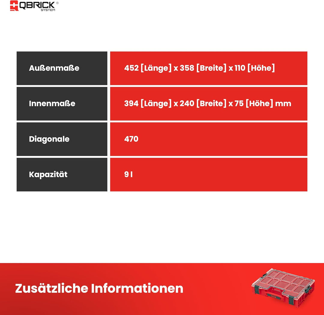 Qbrick System PRO Organizer 300 RED ULTRA HD Einsatzbox, Einsatzbox