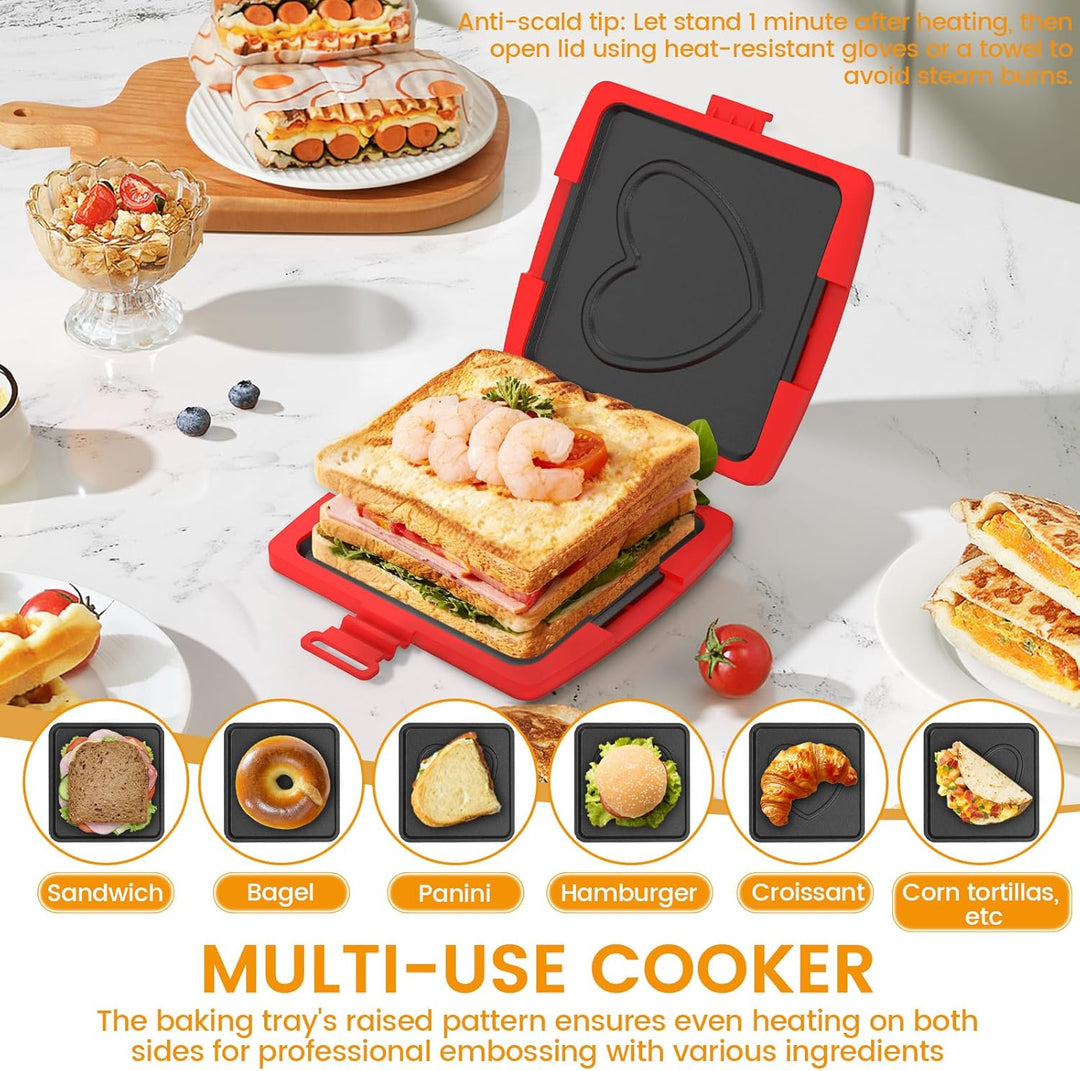 Sandwichmaker Mikrowelle, Breakfast Sandwich Maker Presse 3 Minuten-Grillpfanne, PTFE Antihaftbeschi