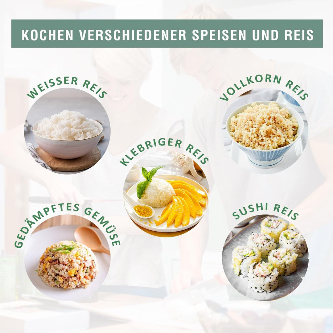 0.6 L Mini-Reiskocher 3-Tassen ungekocht, Macook Tragbarer Antihaft-Reis-Kocher, mit Aluminium-Dampf