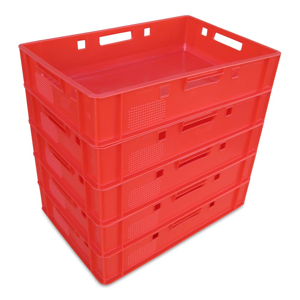 kanister-vertrieb® 5er Set E1-Kiste Eurobox Metzgerkiste Lagerbox 60x40x12,5 cm stabil für Lebensmit