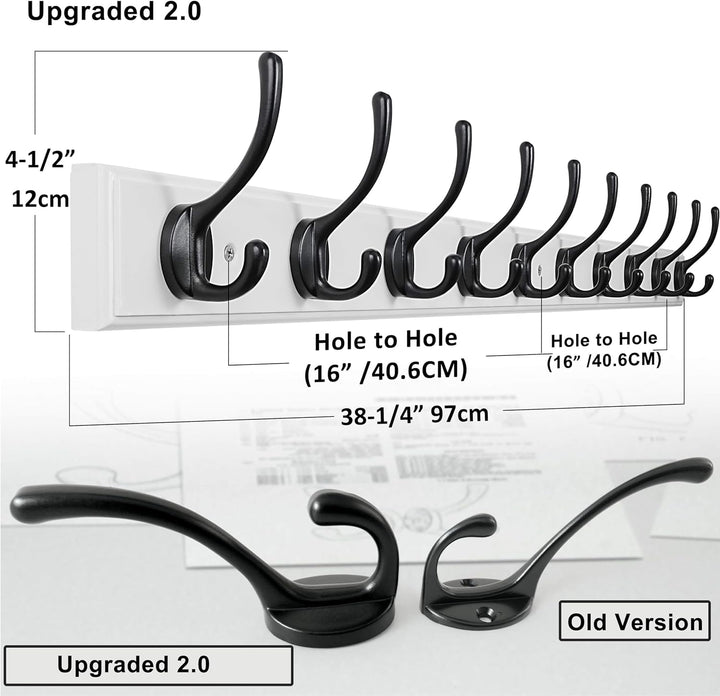 Dseap Garderobenleiste: 97cm lang robuste hakenleiste mit 10 haken, kleiderhaken wand, wandgarderobe