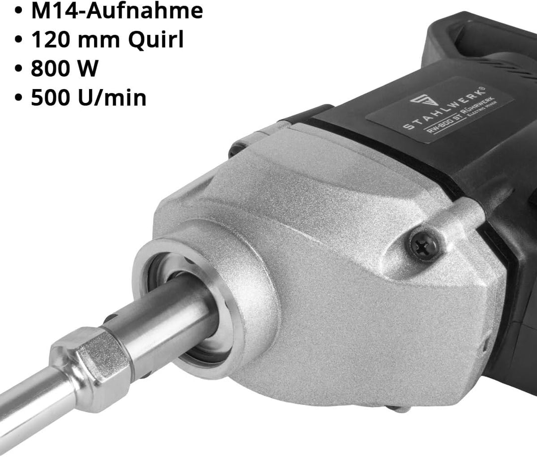 STAHLWERK Rührwerk RW-800 ST – 800 W, 500 U/min, elektrischer Mörtelrührer in kompakter und robuster