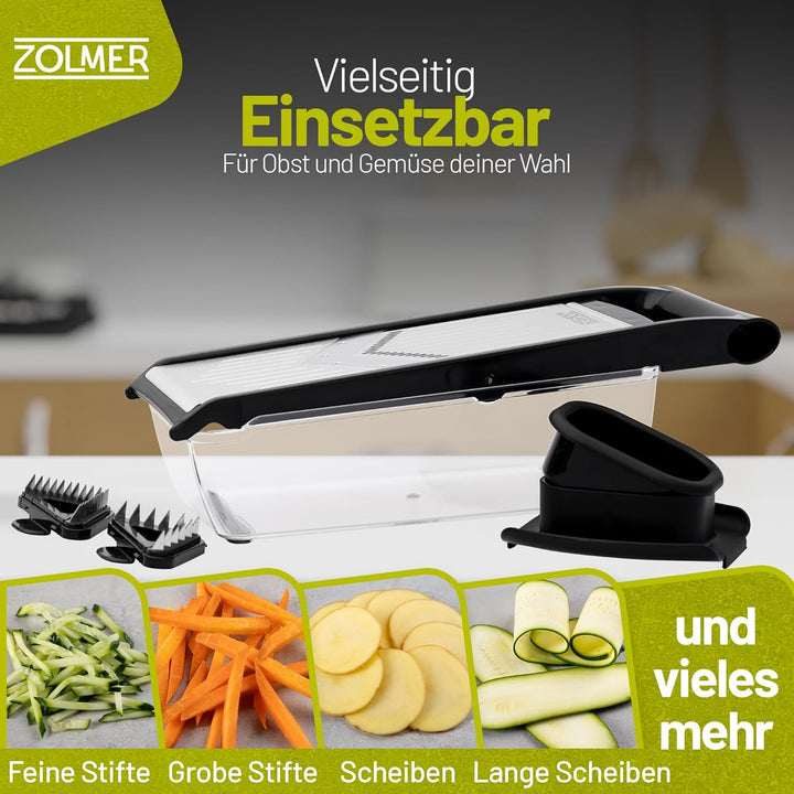 ZOLMER® Gemüsehobel - Verstellbarer Gemüseschneider mit Zwei extra scharfen Julien Messer - Gemüsere