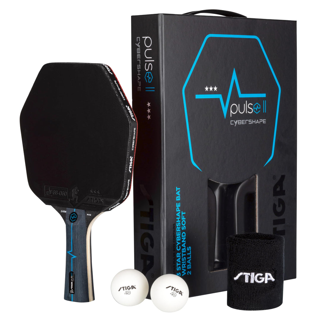 STIGA Tischtennis Set Pulse Box II 3-Star Cybershape - 3 Sterne ITTF-zugelassene Tischtennisschläger