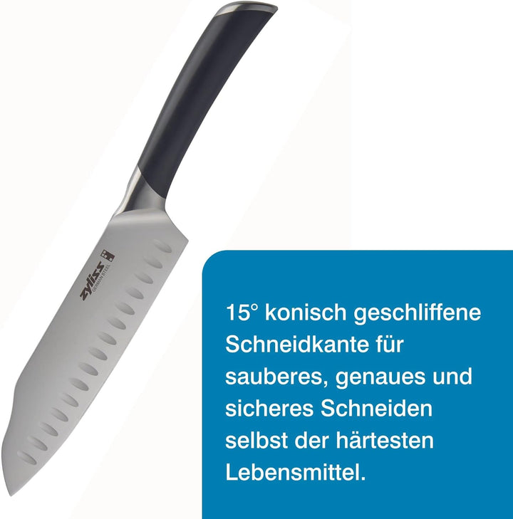 Zyliss E920272 Comfort Pro Mini Santoku messer, Deutscher Edelstahl, Black Handle, Küchenmesser, Spü