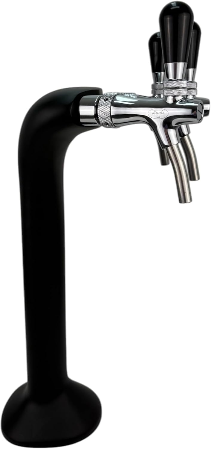 Cobra Classic Elegant Sprudelwasser Schanksäule 3-leitig schwarz (matt) – BieTal® Zapfsäule für stil
