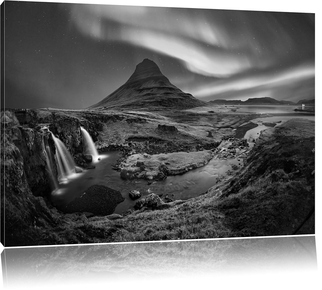 Pixxprint Kirkjufell Wasserfall als Leinwandbild/Grösse: 100x70 / Wandbild/Kunstdruck/fertig bespann