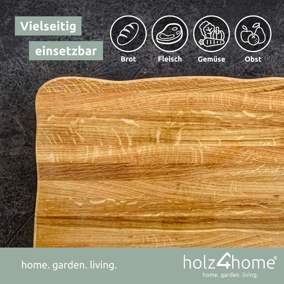 La Madera Schneidebrett Top aus Eiche hell von holz4home® | Steakbrett aus hellem Eichenholz 40 cm x