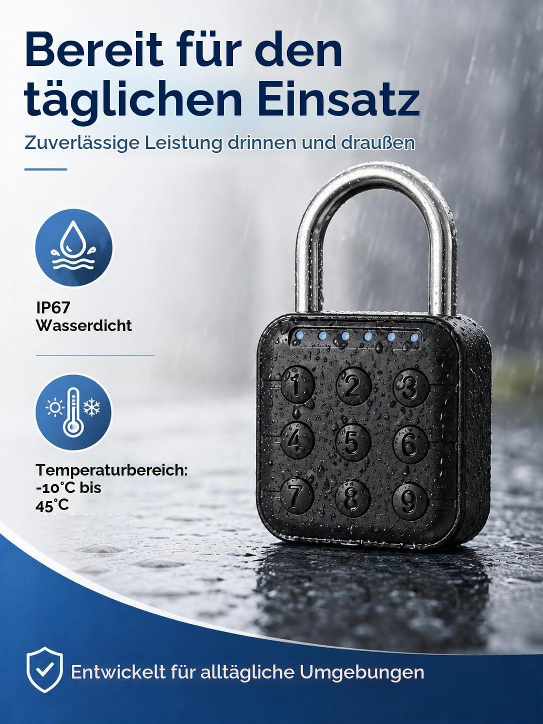 Uadme Vorhängeschloss Zahlenschloss, 6 Stellig Passwortsperre, IP67 Wasserdicht Schloss mit Zahlenco