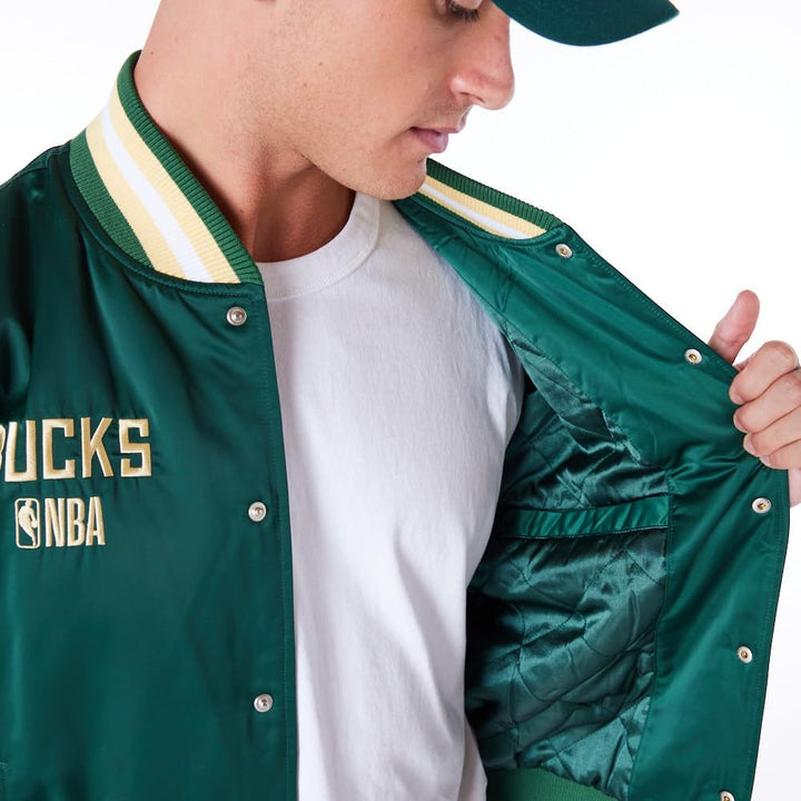 New Era NBA Bomber Milwaukee Bucks Jacke Bomberjacke Grün XXL, Grün XXL