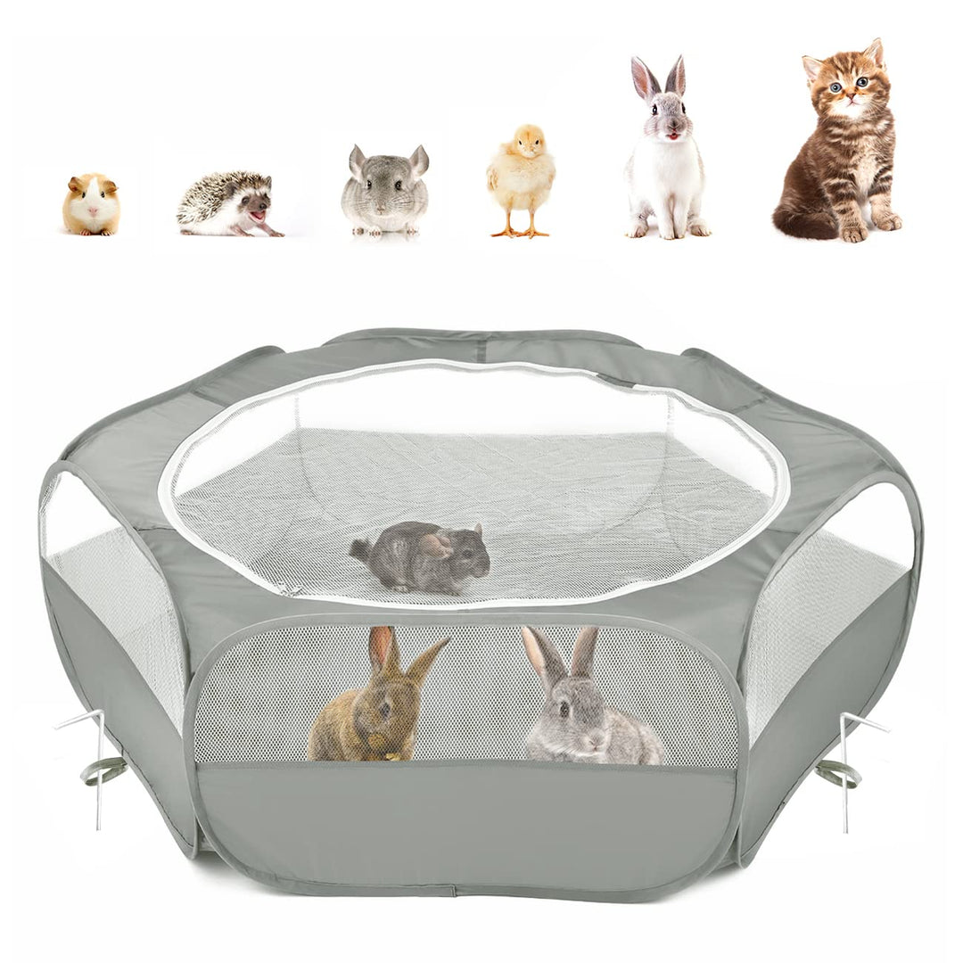 Pawaboo Kleintiere Freigehege, Wasserdicht Faltbar Kaninchen Freilaufgehege für Hasen Hühner Kätzche