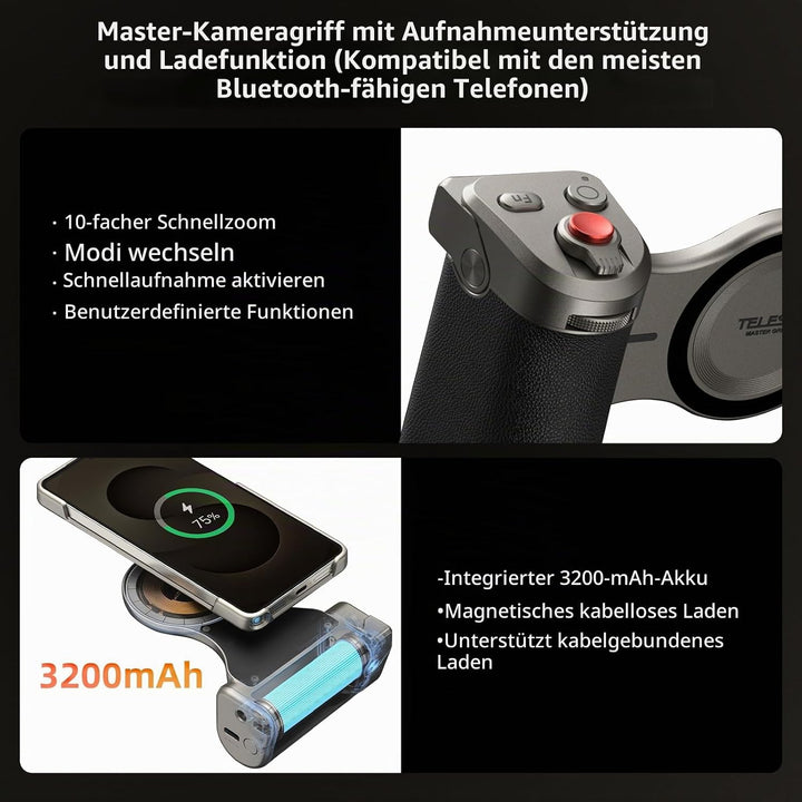 Master Grip für Samsung Galaxy S26 Ultra, Smartphone Kamera Griff mit 3200mAh Akku, ND16-Filter,10-f