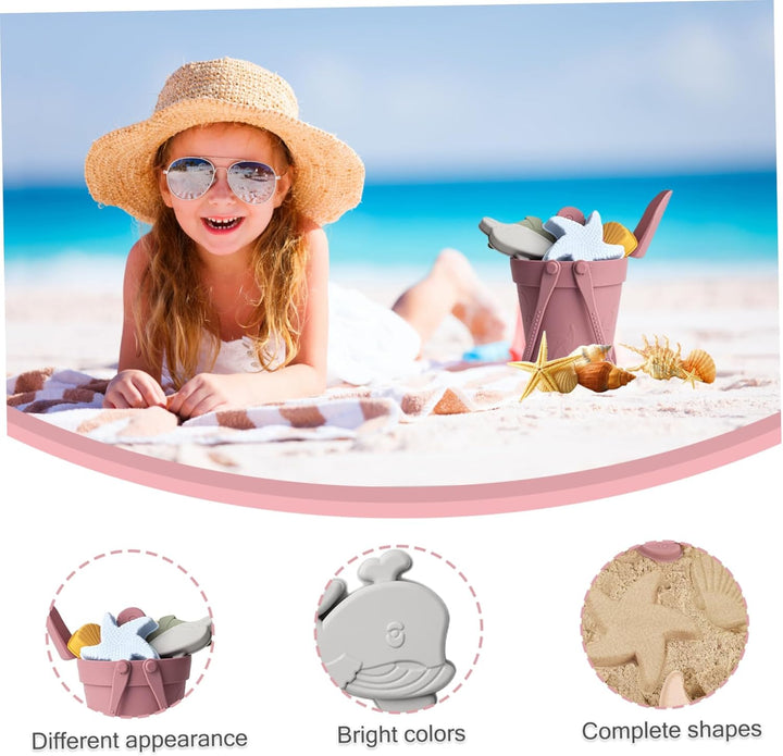 Sandspielzeug für Kinder, 8 Stück, sicheres Silikon-Strandspielzeug mit Schaufel, Eimer und Sandform