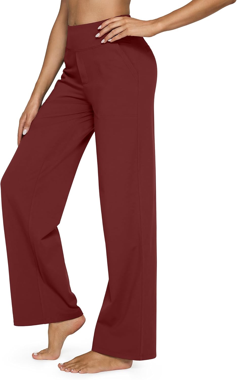 Yoga Hosen Damen Hohe Taille Jogginghose mit 4 Taschen Strecken Weites Bein Geschäft Hose Arbeit Bau