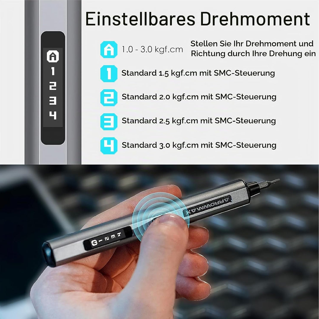 ARROWMAX Smart Elektrischer Schraubendreher Set, 70-in-1 Präzisions-Akkuschrauber mit Bluetooth App