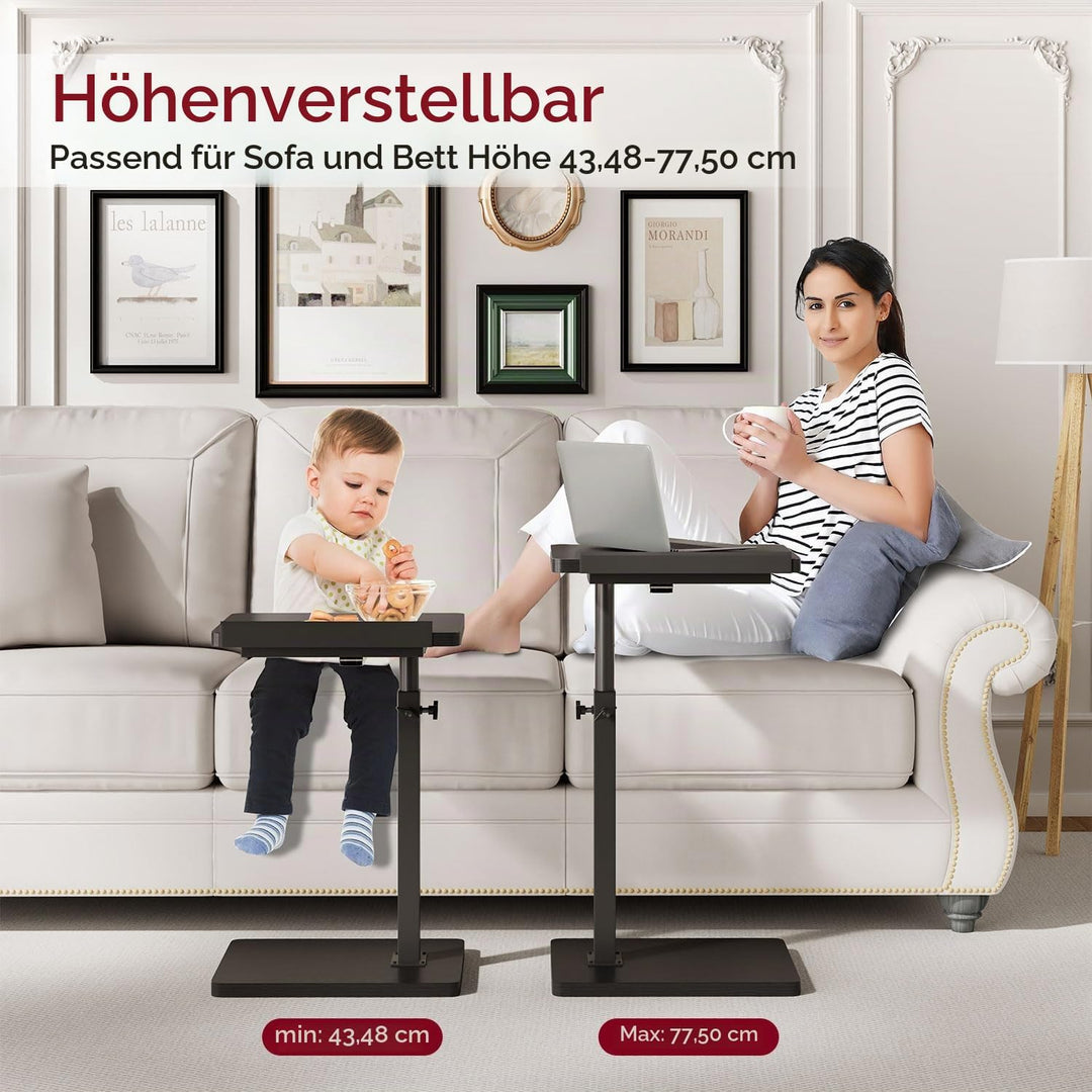 IBUYKE Beistelltisch C Form, 360° Rotierbarer/Höhenverstellbar/Flip Sofatisch, für Telefon/Tablet/La