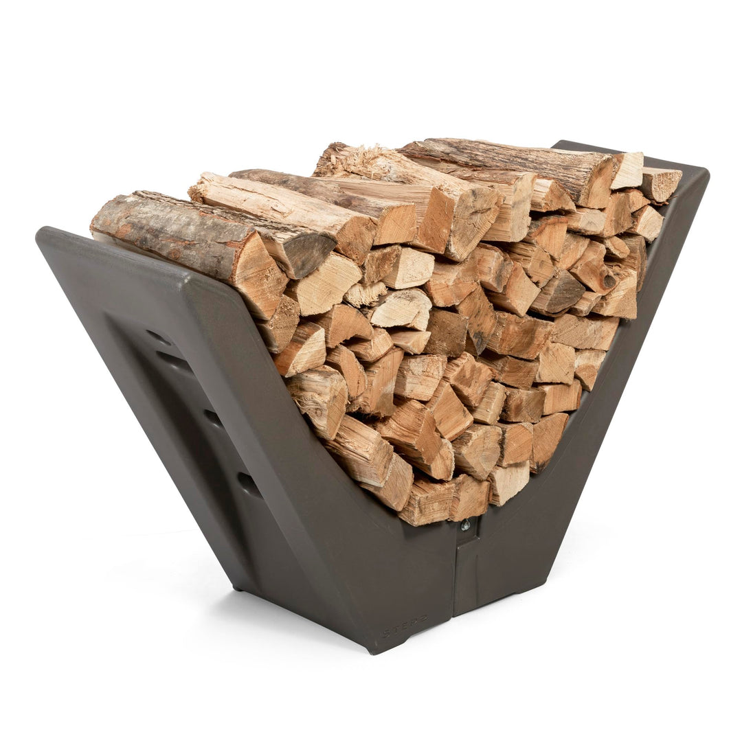 Step2 Longhorn Holzkorb für Kaminholz | Kaminholzkorb / Feuerholzkorb auf Kunststoff für Terrasse /