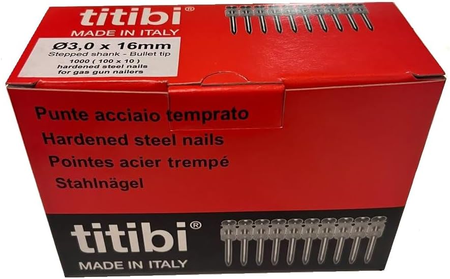 Nr. 1000 Titibi Nägel Ø3,0 x 16 mm, 100% kompatibel mit HILTI Gasschleifer: GX 100, GX 100-E, GX 120