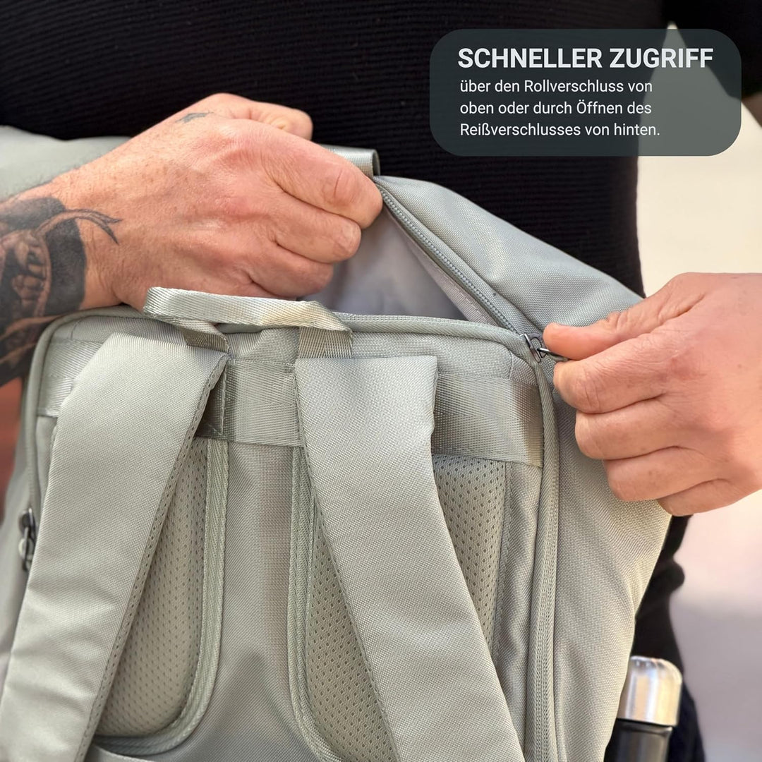 Rolltop Rucksack PIET mit Rückenzipper Hell Grün, Hell Grün