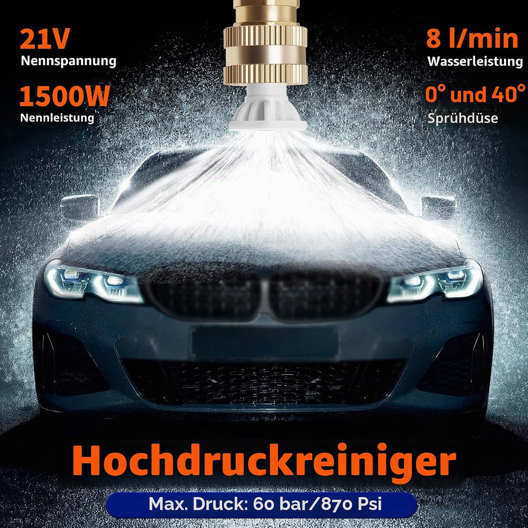Tragbarer Hochdruckreiniger mit Akku, kabelloser Autowaschreiniger, Handheld-Hochdruckreiniger mit 2