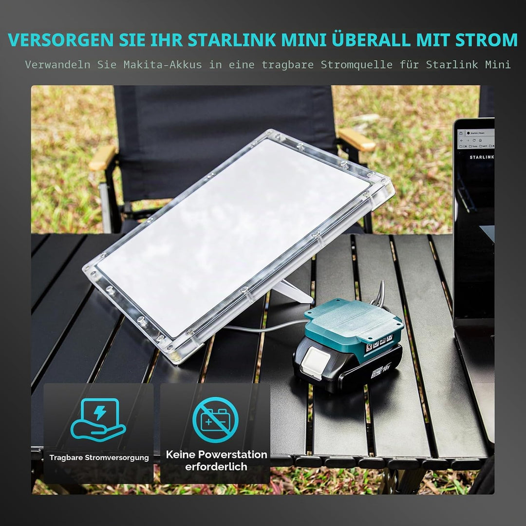 Akku-Adapter für Starlink Mini – Kompatibel mit Makita 18V Akkus, 60W 20V/3A Stromversorgung, Tragba