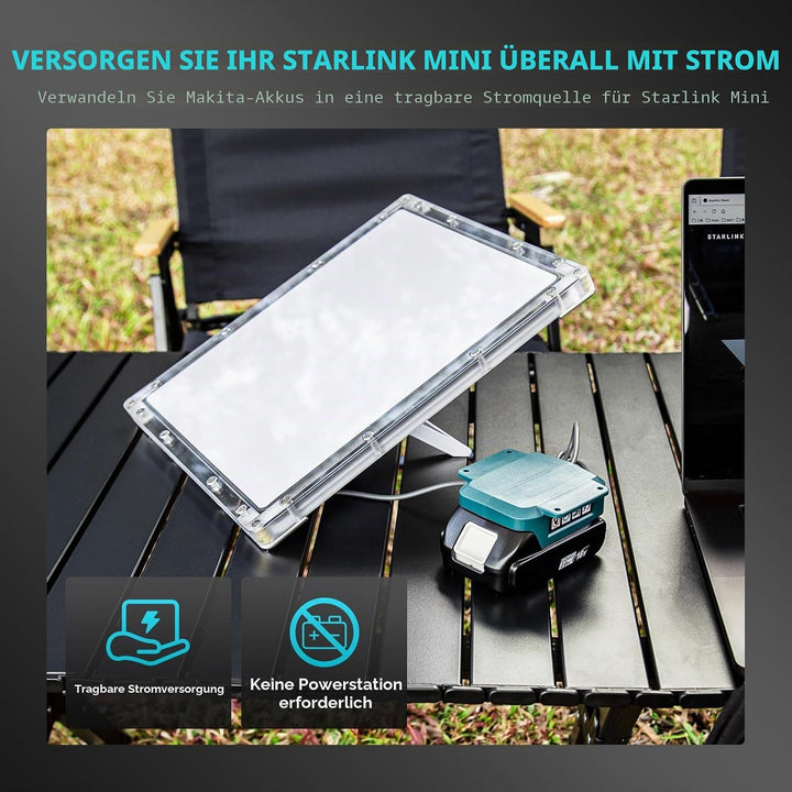 Akku-Adapter für Starlink Mini – Kompatibel mit Makita 18V Akkus, 60W 20V/3A Stromversorgung, Tragba