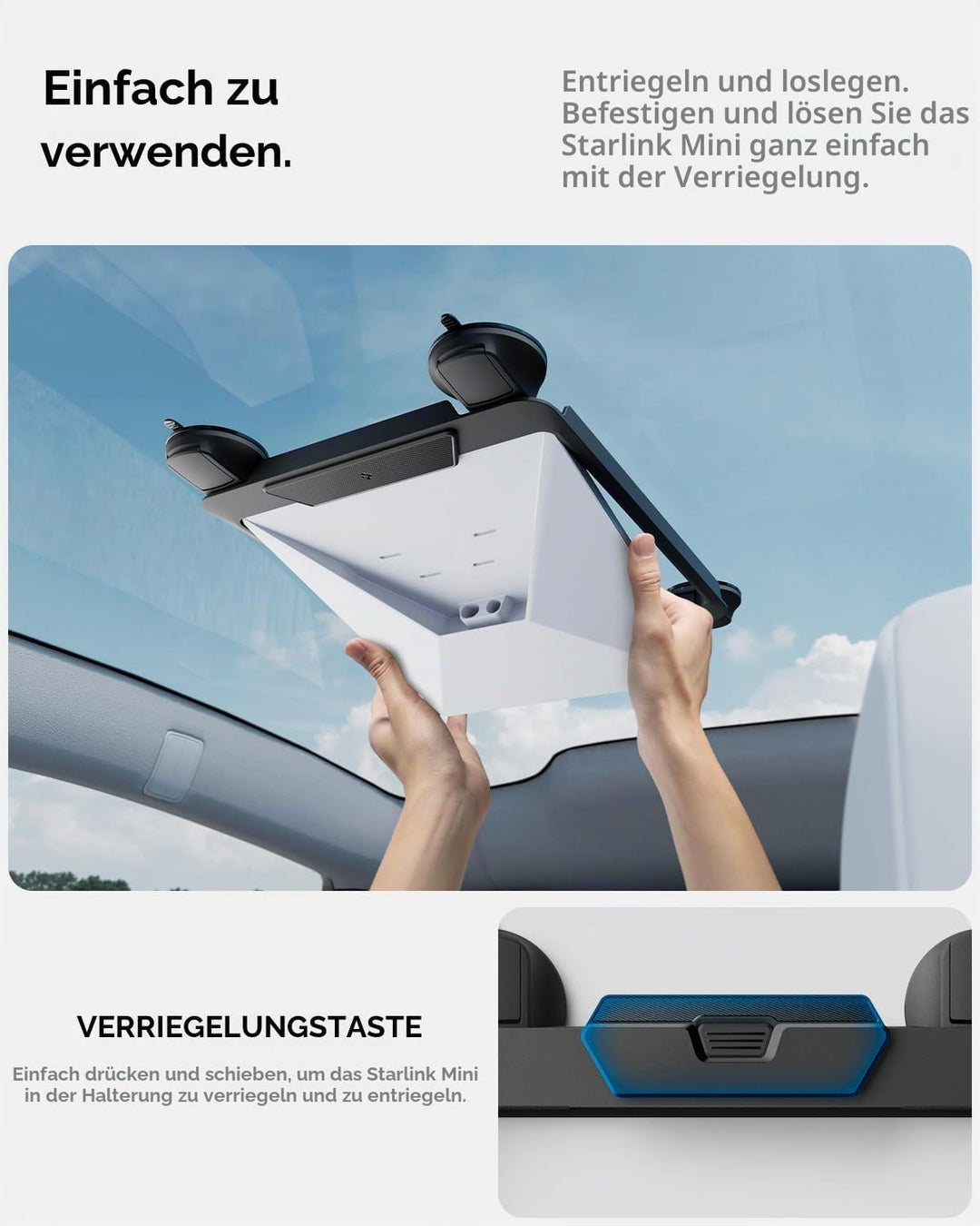 Spigen Starlink Mini Halterung [Starke Haftkraft bis 23 kg] Saugnapfhalterung mit Schnellverschluss-