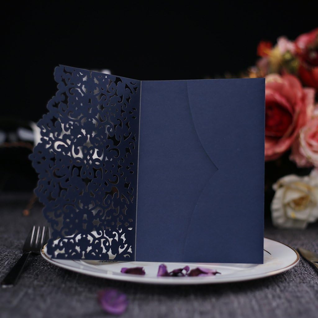 CYSKY Hochzeit Einladungskarte 50 Stück Hochzeit Einladungskarte Kit mit leeres bedruckbares Papier