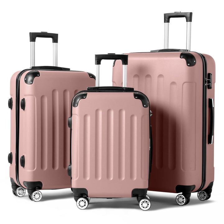LEADZM Koffer Set 3 Teilig, Reisekoffer Set, Kofferset mit 4 Rollen und Zahlenschloss, Handgepäck, A