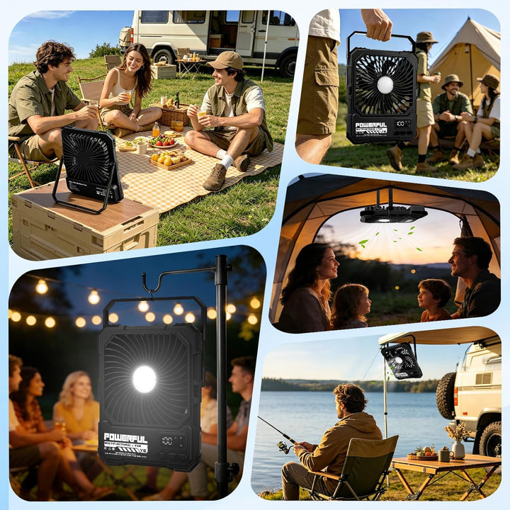 FORMIZON Camping Ventilator mit Licht, 20000mAh USB Ventilator Leise 17-85 Std 5 Geschwindigkeiten A