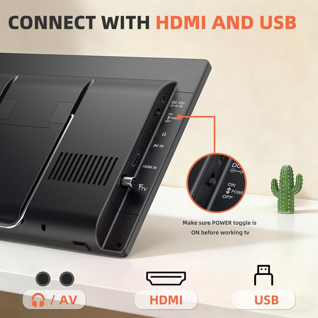 DESOBRY 12 Zoll Tragbarer Smart TV mit Android, Mini Fernseher für Küche, Caravan, Camping, HDMI USB