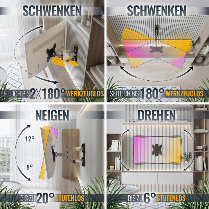 RICOO TV Wandhalterung Fernseher Halterung S3222 für 32-55 Zoll VESA 200 x 200 schwenkbare Fernsehha