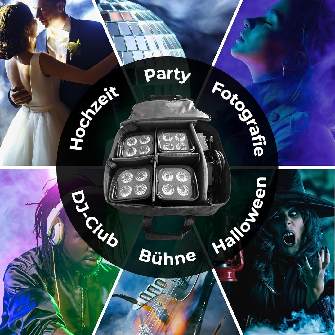 Softcase Transporttasche passend für ETEC Akku LED Par Scheinwerfer E412 Party Effekt DJ Hochzeit Bü