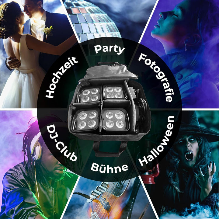Softcase Transporttasche passend für ETEC Akku LED Par Scheinwerfer E412 Party Effekt DJ Hochzeit Bü
