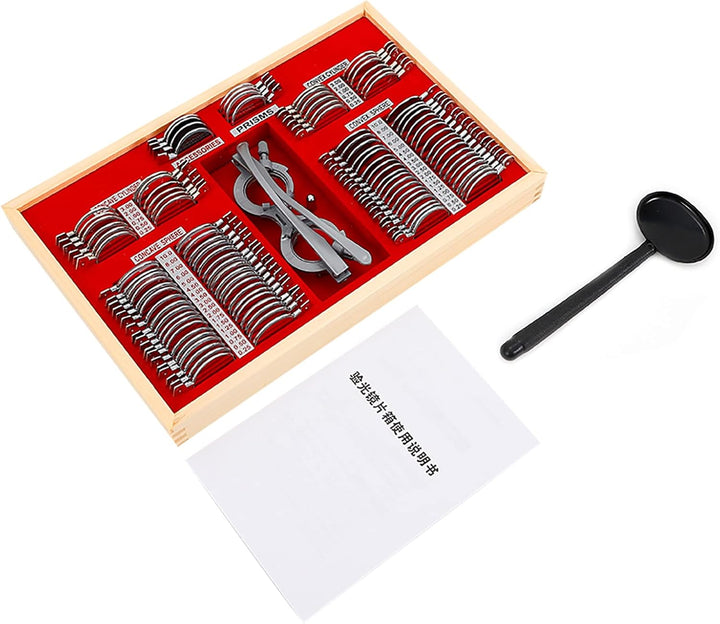 JINPRDAMZ 104tlg Optisches Testlinsen-Set, Optischer Trial Frame mit Optometrie-Rahmen und Optometri