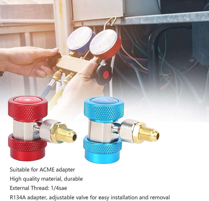 2 Stück R134A Schnellkupplungs Adapter, Klimaanlage Verstellbare Schnellkupplungsadapter, AC Schlauc
