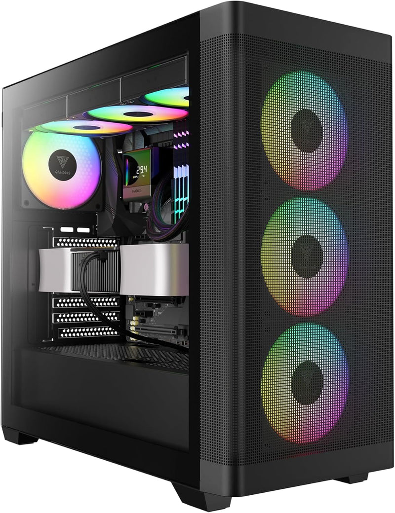 GAMDIAS TALOS M3 MESH ATX Gaming Midi-Tower PC-Gehäuse, Enthält 3 x 120mm ARGB PWM-Lüfter mit Lüfter