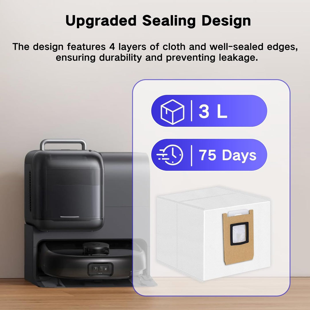 VIEWALL 8 Stück Staubbeutel kompatibel mit Eufy E25 Omni/E28 Omni/C28 Omni Roboterstaubsauger, 4-lag