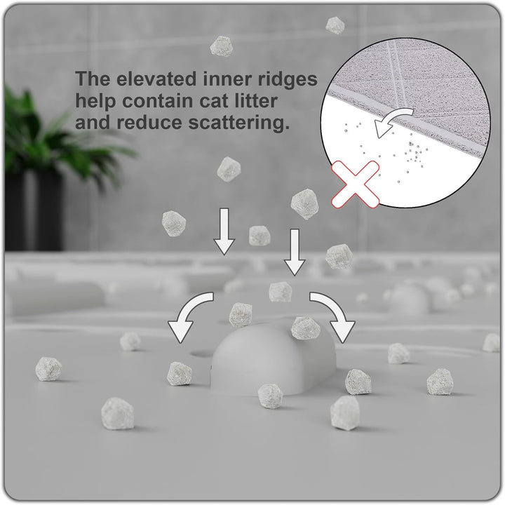 OHMO Katzenklo matte aus Premium-Silikon 60 * 40 CM, wasserdicht und BPA-frei Katzentoilettenmatte,