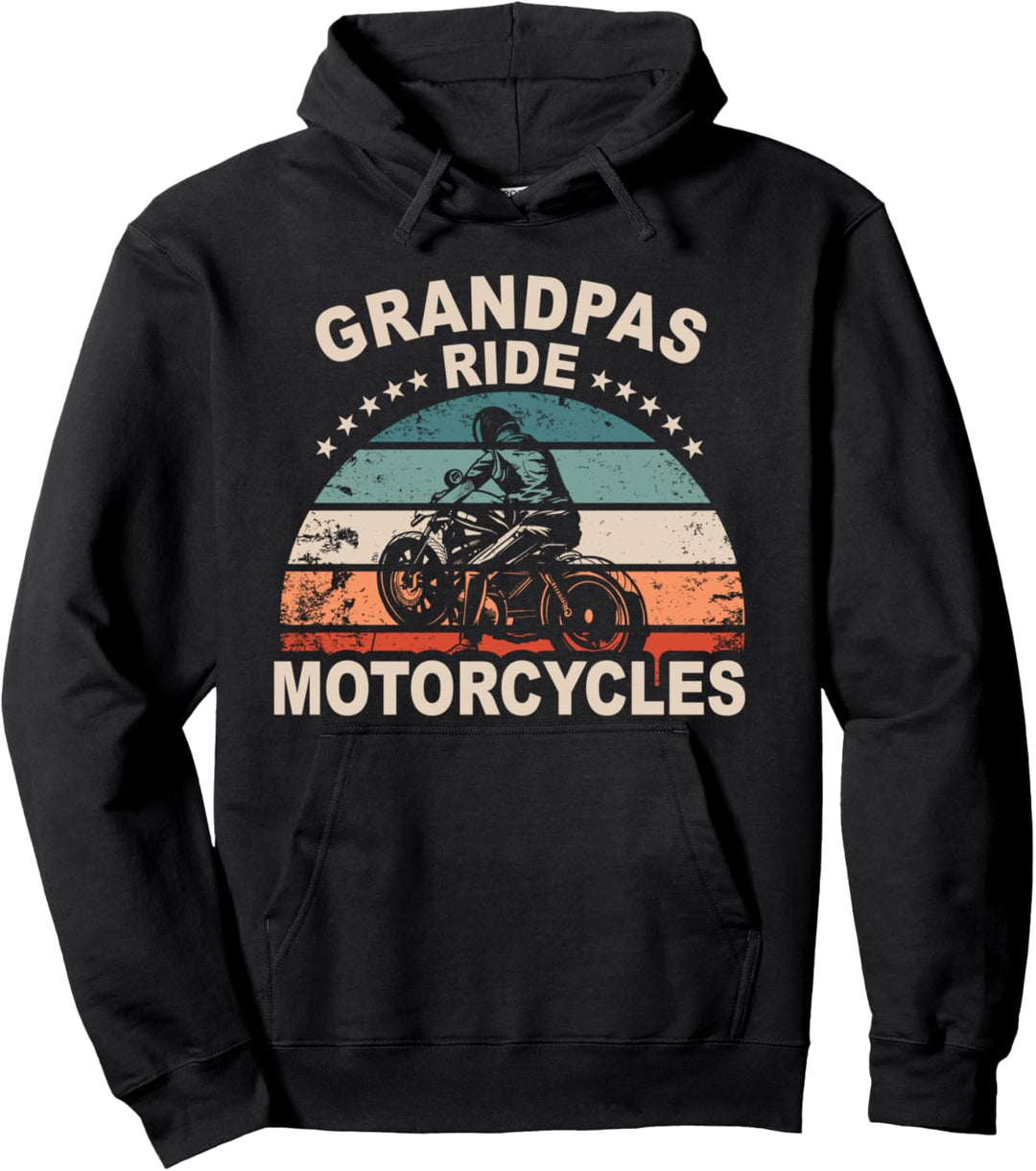 Motorradfahrer Opa Motorsport Biker Grossvater Fährt Motorrad Pullover Hoodie