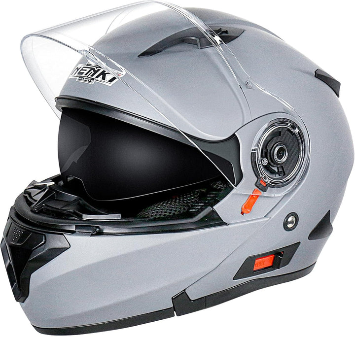 NENKI Helm Motorrad, Motorradhelm Zertifiziert nach ECE 22.06, Klapphelm Motorrad Herren, Schwarzer