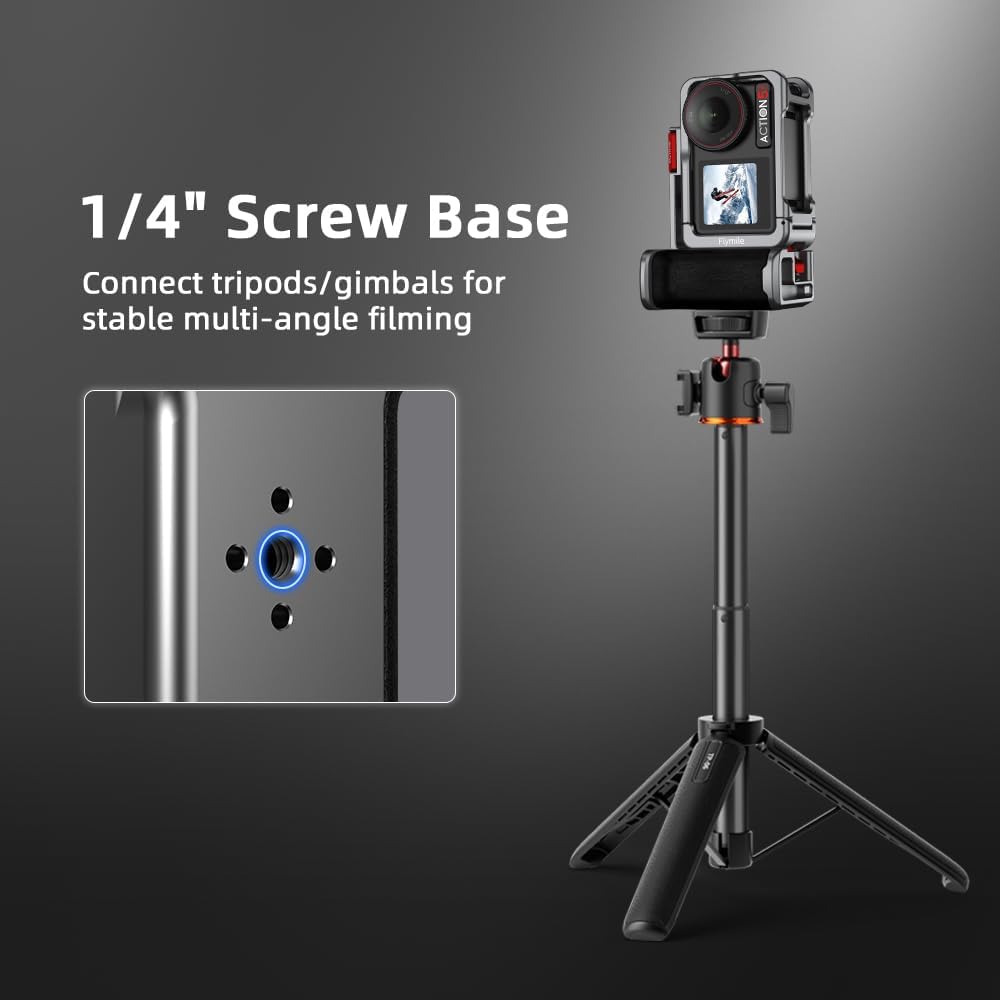 BRDRC Grip Kit für DJI Action 5 Pro 4 3 (mit Käfig), Griffhalter-Bundle Erweiterungshalterung mit Au