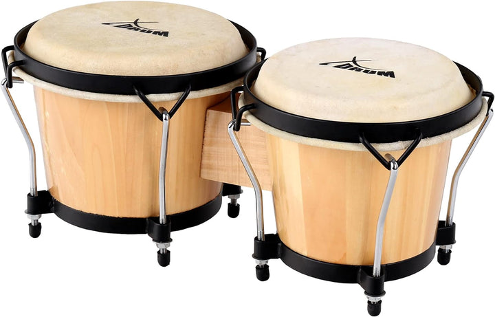 XDrum Bongos Club - 6" Macho und 7" Hembra - Naturfelle - professionelles Stimmsystem - Schwarz sati