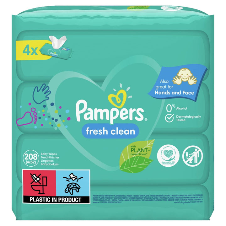 Pampers 81688043 Fresh Clean Baby Feuchttücher, weiss weiss 208 stück (1er Pack), weiß 208 st&#