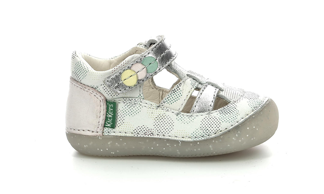 Kickers Unisex Baby SushyOxford-Schuh 22 EU Weiss Rosa Mehrfarbig Gepunktet, 22 EU Wei&amp;